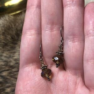 Sterling silver yellow/green faceted crystal earrings